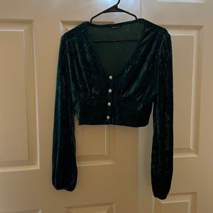 Shein royal green long sleeve crop top Shein S